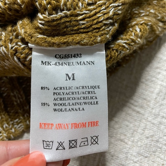 Men’s Wool Blend Chunky Cable Knit Crewneck Sweater M - Picture 6 of 6